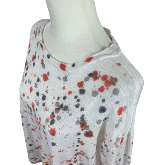 Gilda Midani 100% Slubbed Cotton T-Shirt Long Sleeves Paint Splatter Artsy Small - Picture 4 of 11